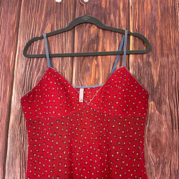 Vintage Victoria's Secret Red Floral Nightgown Dress Mesh Padded Size Large - Picture 3 of 8